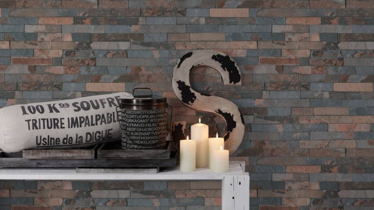 35582-3 tapeta AS Creation płytki, cegła, kamienie, szaroniebieskie, do pokoju, kuchni, styl retro, prowansalski