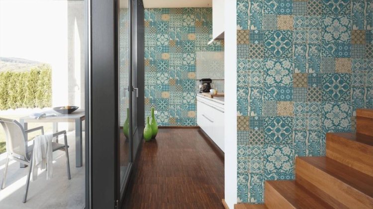 Tapeta ścienna AS Metropolitan Stories 36923-3, tapeta w biało-turkusową kaflę, terakotę, decor 3D, styl marokański