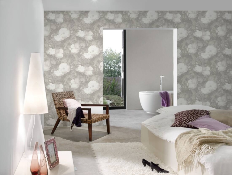 Tapeta ścienna AS Metropolitan Stories 36921-4 tapeta flizelinowa, duże kwiaty, róże, piwonie, biało-szare, obraz 3D