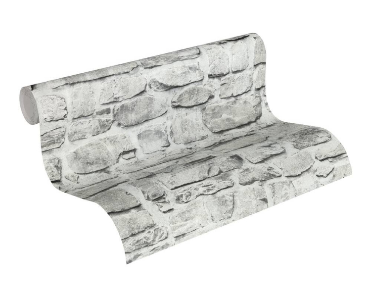 Tapeta AS Il Decoro 36370-1, tapeta Elements kamień 3D, szary, mur kamienny do pokoju, kuchni, przedpokoju