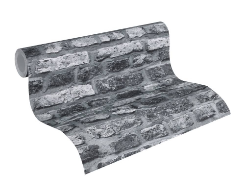 Tapeta AS Il Decoro 36281-2, tapeta ścienna na flizelinie w starą paloną cegłę 3D, kolor czarny, styl loftowy, tapeta do pokoju, przedpokoju