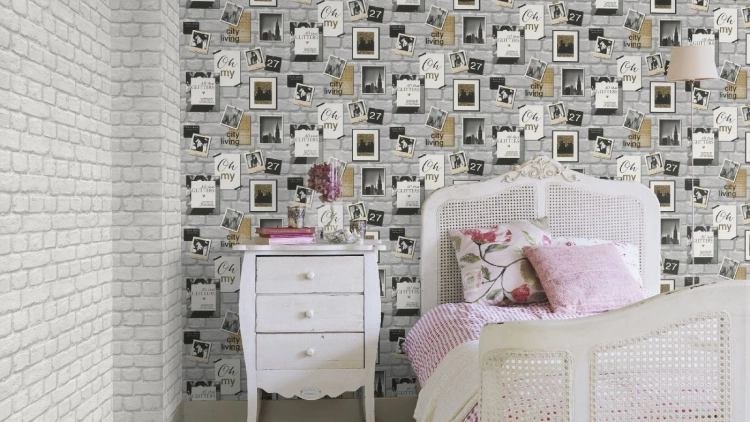 Tapeta 226713 Rasch cegła, mur, tapeta 3D, biała cegła