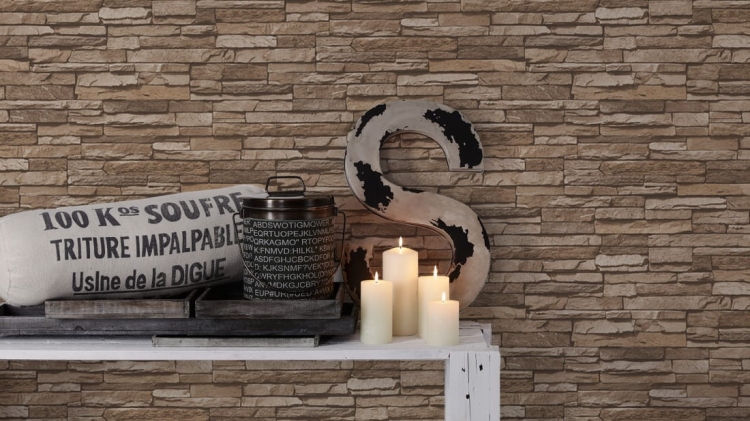 Tapeta 95833-2 AS Best of Wood'n Stone, Kamień, beżowy łupek 3D, Elements AS Creation , tapeta do kuchni, pokoju, przedpokoju, styl prowansalski