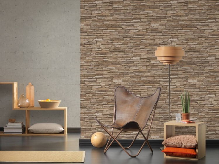 Tapeta 95833-2 AS Best of Wood'n Stone, Kamień, beżowy łupek 3D, Elements AS Creation , tapeta do kuchni, pokoju, przedpokoju, styl prowansalski