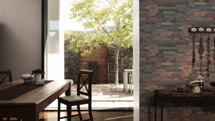 35582-3 tapeta AS Creation płytki, cegła, kamienie, szaroniebieskie, do pokoju, kuchni, styl retro, prowansalski