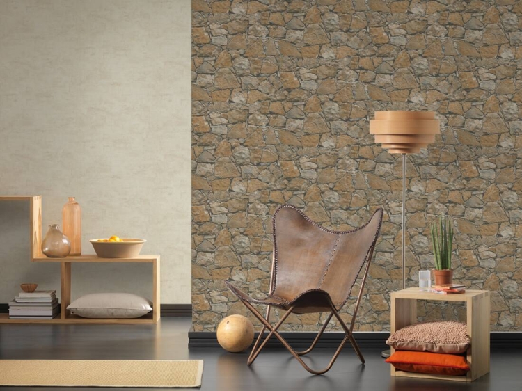 Tapeta AS 958631 The Best of WoodnStone, 95863-1, tapeta AS Creation kamień 3D, łupek, piaskowiec beżowy, mur kamienny, do pokoju, salonu, przedpokoju, jadalni