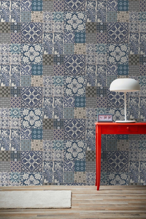 Tapeta ścienna AS Metropolitan Stories 36923-2, tapeta w biało-granatową kaflę, terakotę, decor 3D