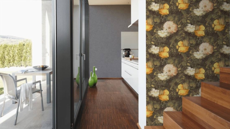 Tapeta ścienna AS Metropolitan Stories 36921-1 tapeta flizelinowa, duże kwiaty, róże, piwonie, musztardowe, obraz 3D