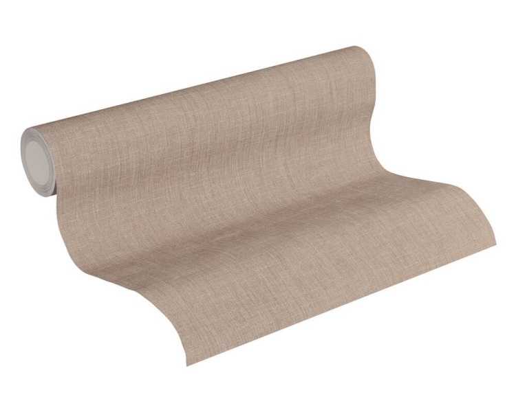 Tapeta ścienna AS Metropolitan Stories 36922-5, splot tkaninowy, brązowy len, orzechowy