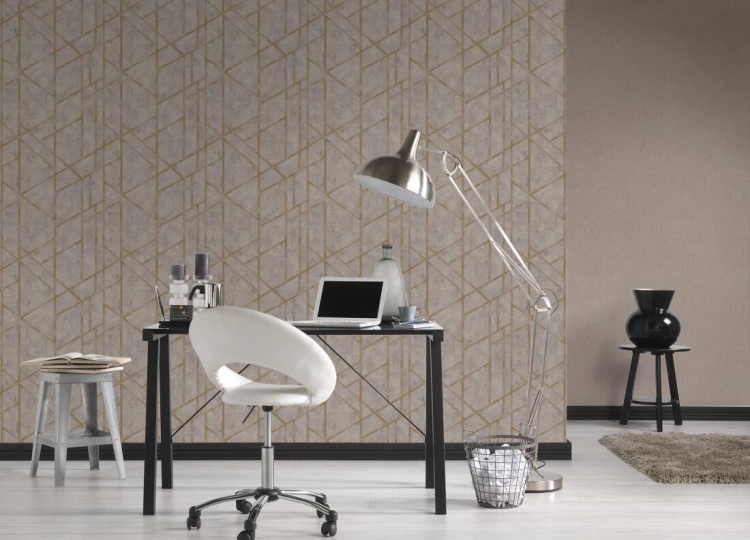 Tapeta ścienna AS Metropolitan Stories 36922-4, splot tkaninowy, brązowy len, toupe, beżowo-szary