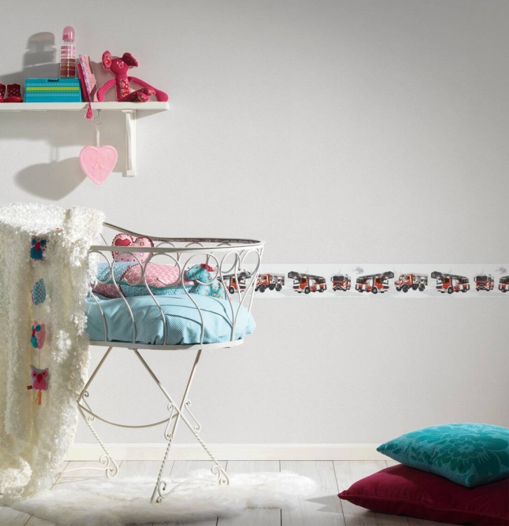 Pasek/Tapeta  AS Little Stars 35814-1, tapeta dziecięca, wozy strażackie, auta, helikoptery