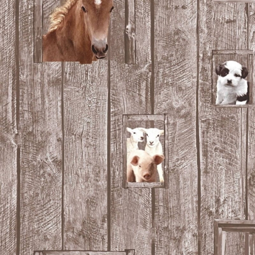 Tapeta AS Little Stars 35842-2, tapeta dziecięca, tapeta w deski, drewno, tapeta w zwierzątka