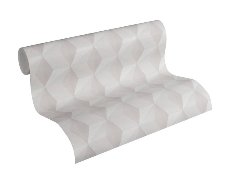 tapeta 3D ścienna, kostki, kwadraty, wzór geometryczny, beżowy