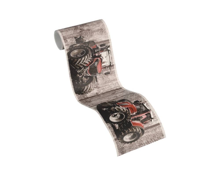 Pasek/Tapeta AS Little Stars 35843-2, tapeta dziecięca, tapeta w deski, drewno, tapeta w traktory