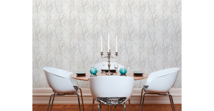tapeta ścienna AS Life 300941, tapeta na flizelinie, tapeta drzewka białe, perłowe, tapeta do pokoju, holu, sypialni, styl skandynawski