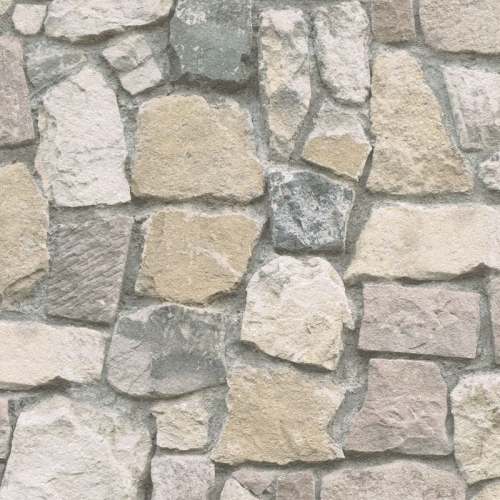 Tapeta ścienna papierowa AS Il Decoro 6924-12, łupek kamień 3D beżowy, mur kamienny