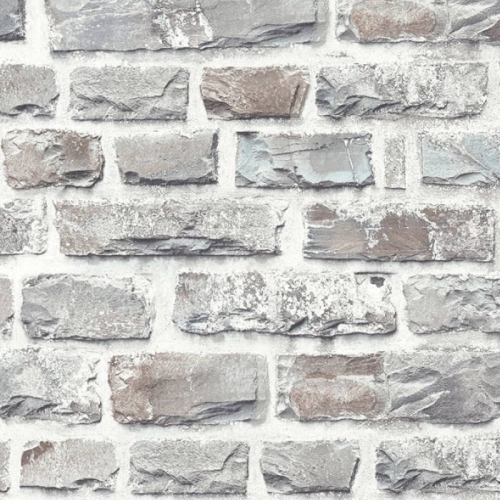 Tapeta AS 36140-3, tapeta Elements AS  na flizelinie, mur ceglany, cegła palona, szara