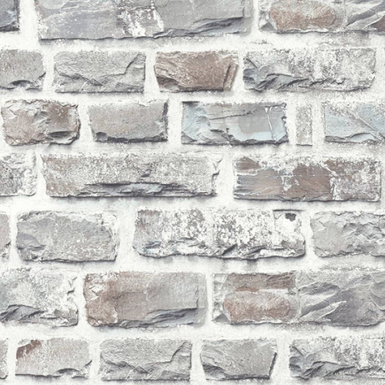 Tapeta AS 36140-3, tapeta Elements AS  na flizelinie, mur ceglany, cegła palona, szara