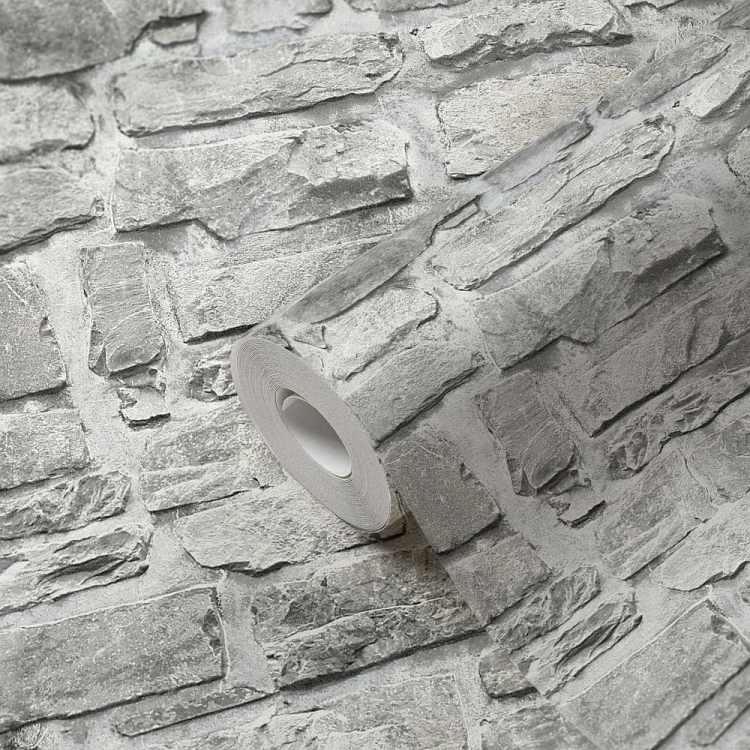 Tapeta AS Il Decoro 36370-1, tapeta Elements kamień 3D, szary, mur kamienny do pokoju, kuchni, przedpokoju