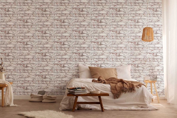 Tapeta AS Il Decoro 36280-1, tapeta ścienna do pokoju, w starą czerwoną cegłę pobielaną, mur ceglany tapeta 3D