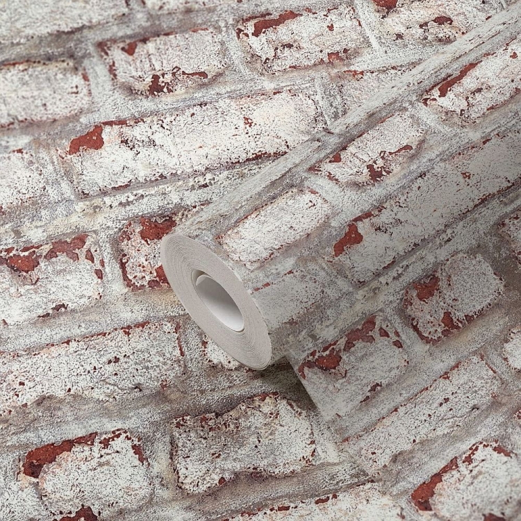 Tapeta AS Il Decoro 36280-1, tapeta ścienna do pokoju, w starą czerwoną cegłę pobielaną, mur ceglany tapeta 3D