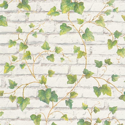 Elements 31942-1 Tapeta ścienna AS, tapeta na flizelinie biała cegła z bluszczem, do pokoju, kuchni, przedpokoju, mur ceglany 3D, bielona cegła, tapeta AS Creation