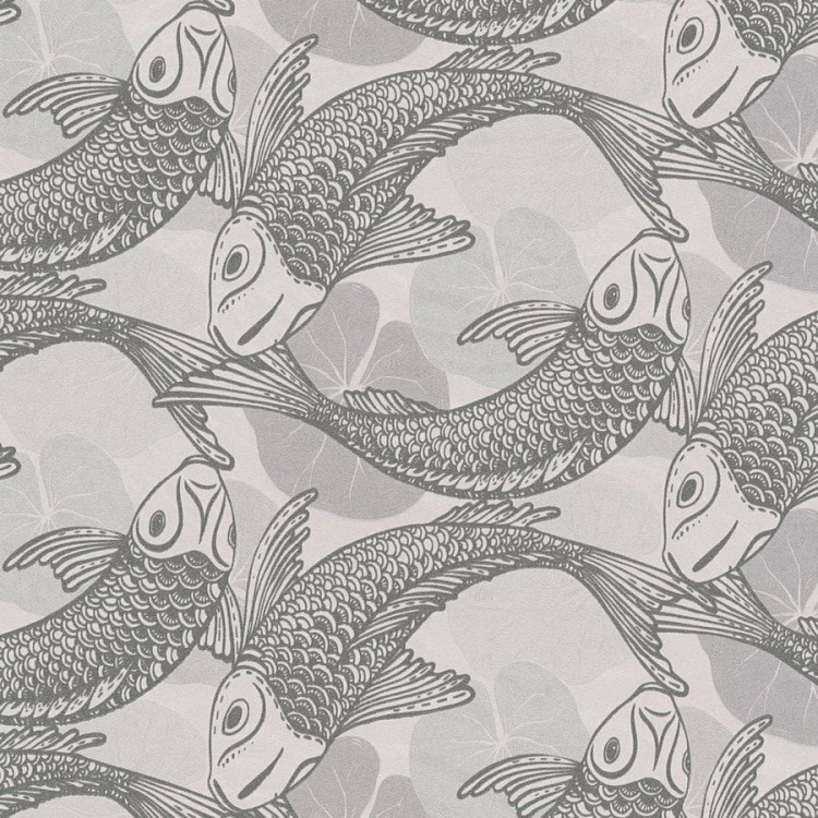 Tapeta AS Metropolitan Stories 2 37859-1 rybki koi, japoński styl, biało-srebrny