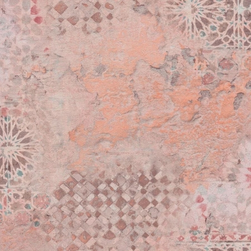 Tapeta ścienna na flizelinie AS Metropolitan Stories 2 37858-2 , tynk koloryzowany, ozdobny, morelowy, mozaika marokańska, styl śródziemnomorski