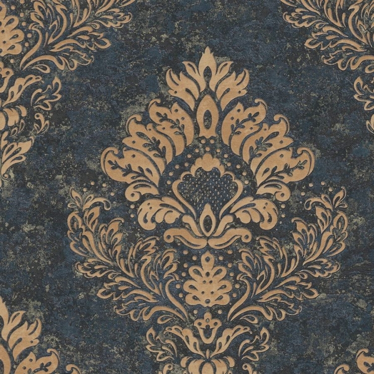 Tapeta AS Metropolitan Stories 2 37901-2, tapeta w ornament, granatowy, złoty, tapeta ścienna na flizelinie do salonu, styl glamour, barok,