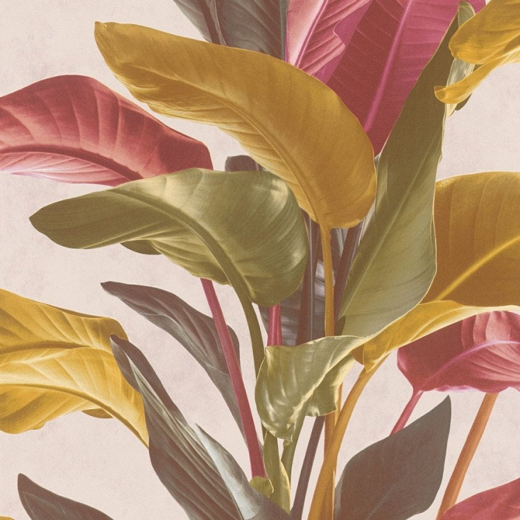 Tapeta AS Metropolitan Stories 2 37862-2 , tapeta do pokoju, salonu, palmy, liście, kolorowe, zielony, różowy