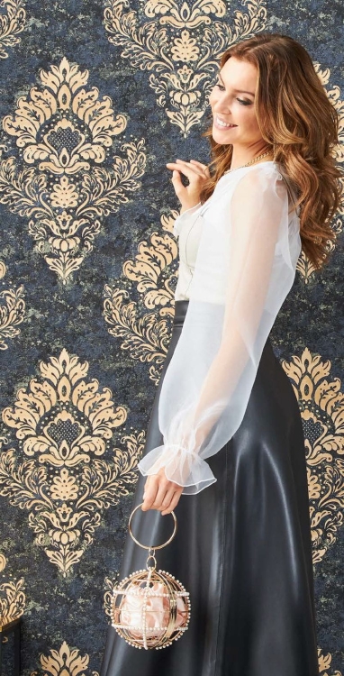 Tapeta AS Metropolitan Stories 2 37901-2, tapeta w ornament, granatowy, złoty, tapeta do salonu, styl glamour