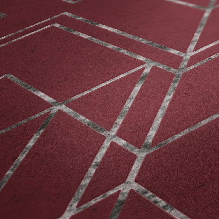 Tapeta ścienna AS Metropolitan Stories 2 37869-2, okładzina winylowa na flizelinie w kolorze bordowym, duży wzór geometryczny