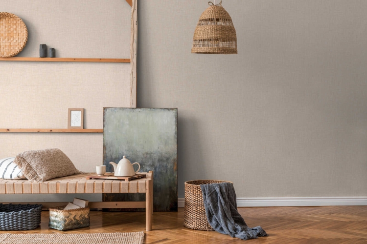 Tapeta AS Metropolitan Stories 2 37953-6 , okładzina ścienna na flizelinie tkanina lniana, materiał beżowy/brzoskwiniowy