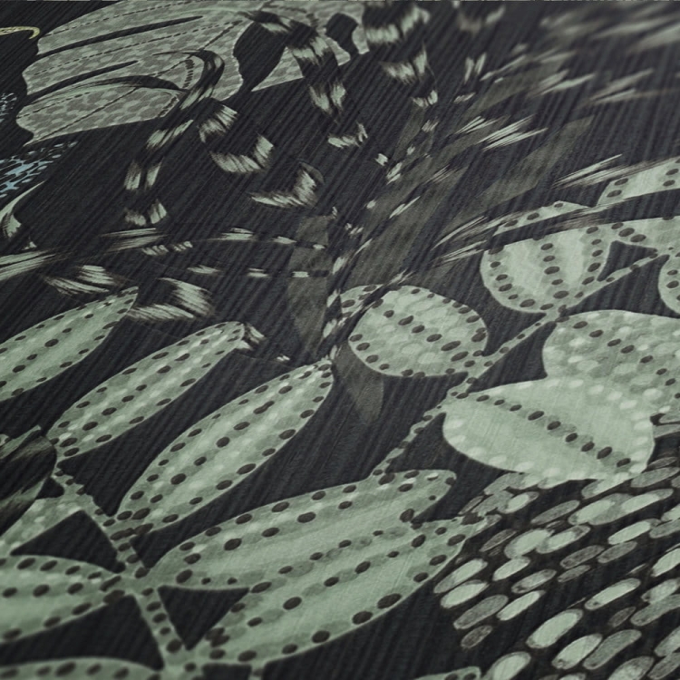 Tapeta ścienna w duże liście, palmy, AS Metropolitan Stories 37860-3 czarny,turkusowy, szałwiowy styl afrykański