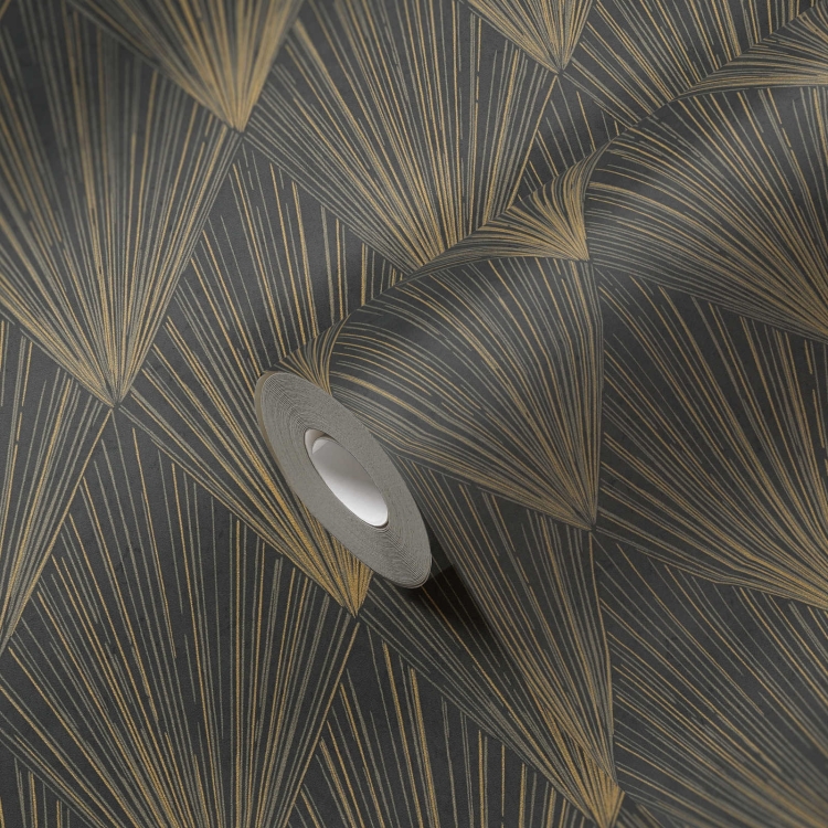 Tapeta ścienna wzór geometryczny, AS Metropolitan Stories 37864-4 czarno-złote, romby, kwadraty