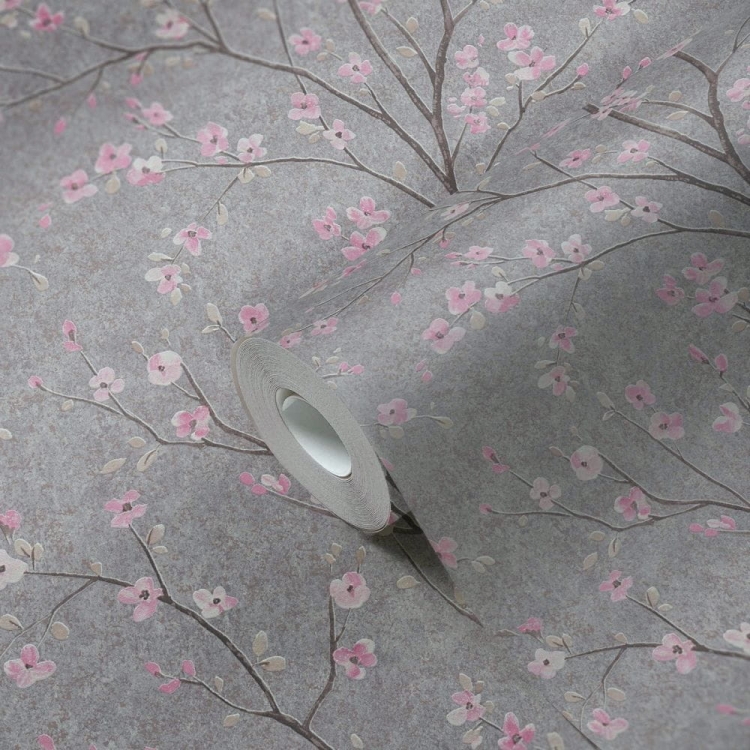 Tapeta AS Metropolitan Stories 2 37912-2 , tapeta drzewka, kwiaty, kwiatuszki wiśni, styl romantyczny, kolor toupe, beż, różowy