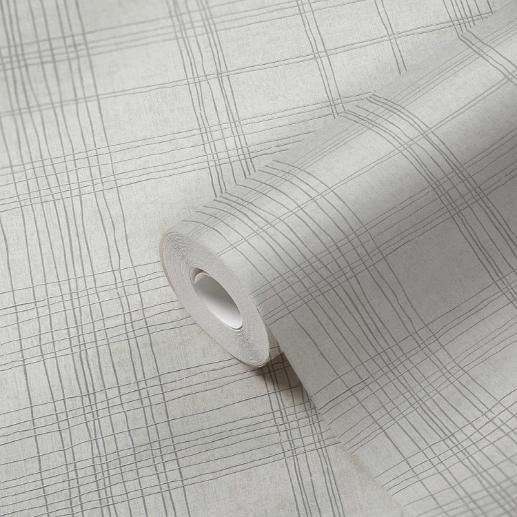 Tapeta ścienna AS Metropolitan Stories 37919-1, biało-srebrny wzór geometryczny, krata