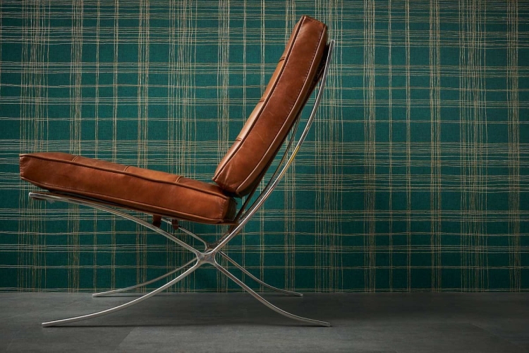 Tapeta ścienna AS Metropolitan Stories 37919-3, zielono-złoty wzór geometryczny, krata kolor butelkowy