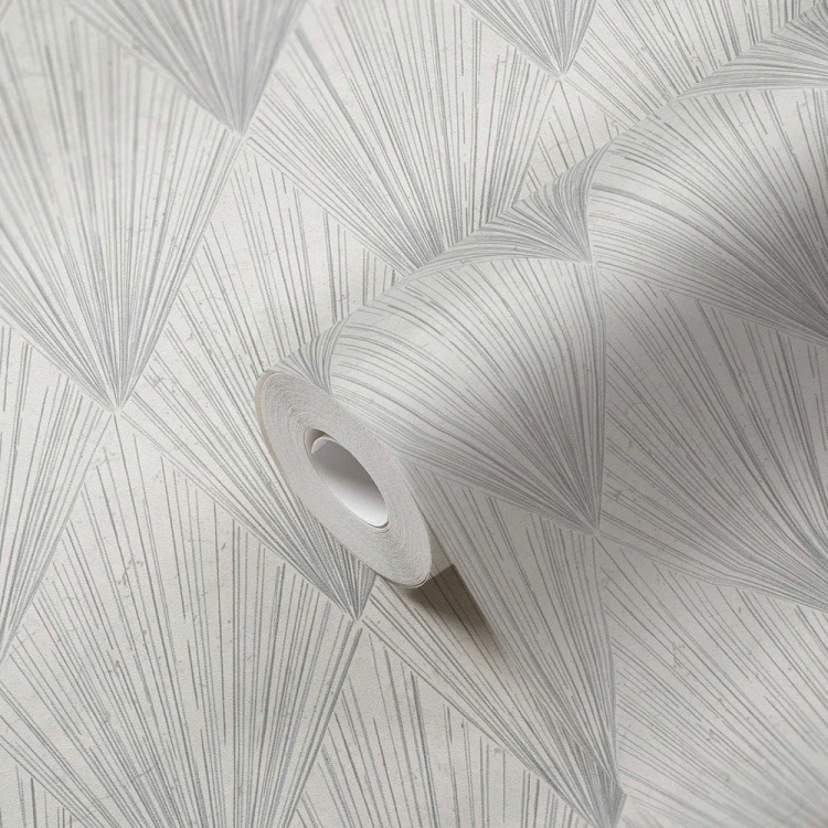 Tapeta ścienna AS Metropolitan Stories 2 37864-1, biało-metaliczny wzór geometryczny, srebrny