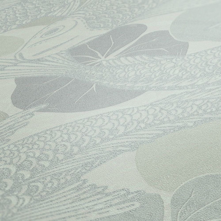 Tapeta ścienna w rybki koi, AS Metropolitan Stories 37859-6 kremowo-srebrny