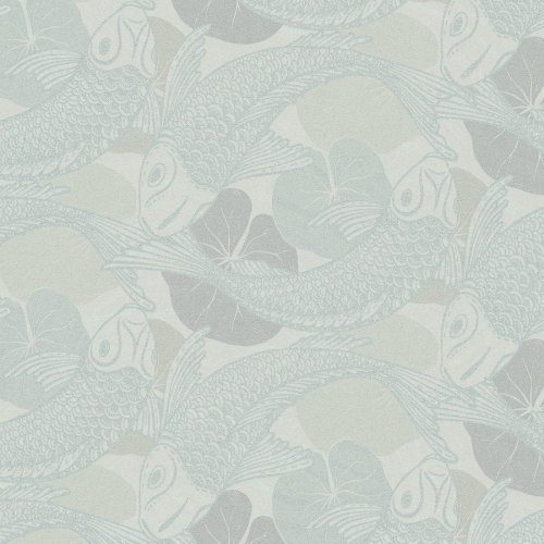 Tapeta ścienna w rybki koi, AS Metropolitan Stories 37859-6 kremowo-srebrny