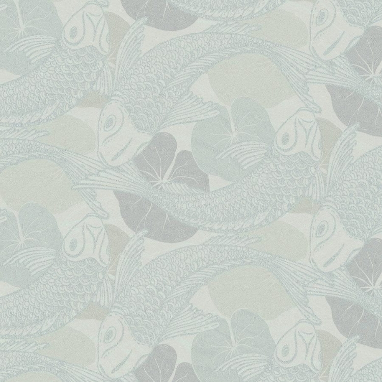 Tapeta ścienna w rybki koi, AS Metropolitan Stories 37859-6 kremowo-srebrny