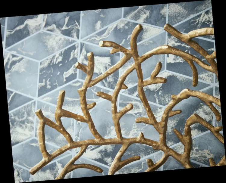 Tapeta AS Metropolitan Stories 2 37863-4, tapeta kafle 3D, terakota, do kuchni, łazienki, szara i złota