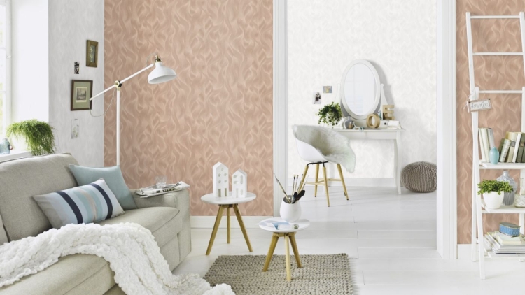 Tapeta Erismann Elle 10151-05 na flizelinie brudny róż fale glamour