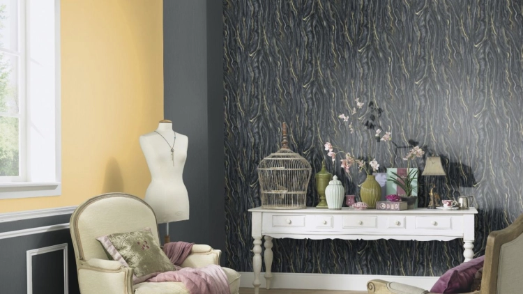 Tapeta Erismann Elle 10149-15 na flizelinie imitacja marmuru, czarny marmur naturalny