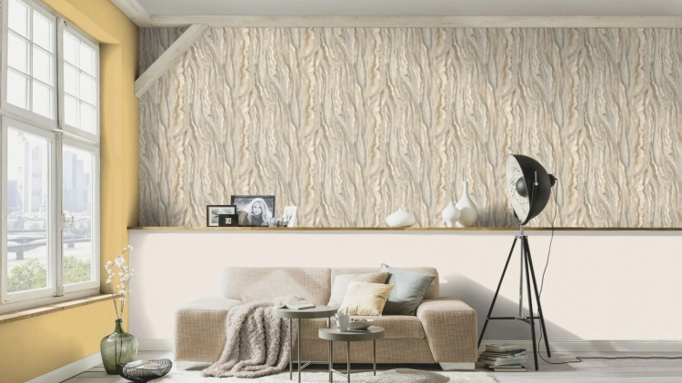 Tapeta Erismann Elle 10149-02 na flizelinie piaskowy marmur, imitacja naturalnego marmuru