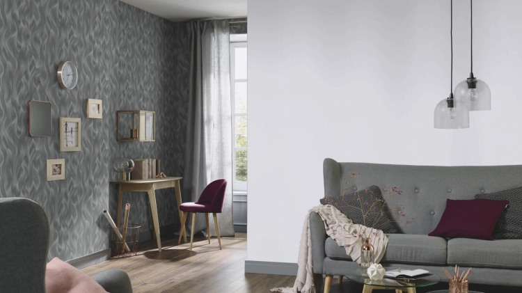 Tapeta Erismann Elle 10171-29 na flizelinie jednolita jednobarwna szara z brokatem