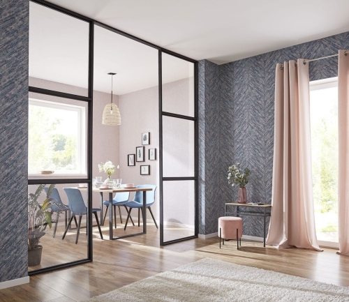 Tapeta Rasch Linares 617542 na flizelinie, tynk ozdobny, pionowe pasy, jodełka