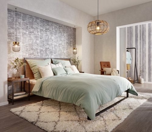 Tapeta Rasch Linares 617634 na flizelinie, tynk ozdobny, beton, imitacja tynku, przecierka, pasy przecierane poziomo