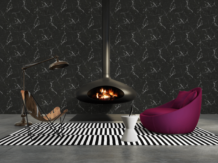 Tapeta AS Metropolitan Stories 2 37855-2 , tapeta ścienna na flizelinie, czarny marmur, aranżacja